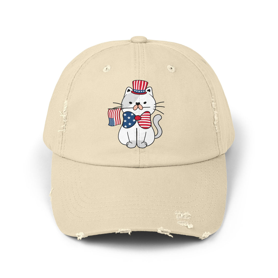 Patriotic Cat Unisex Distressed Hat