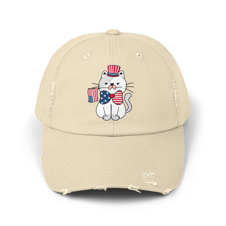 Patriotic Cat Unisex Distressed Hat