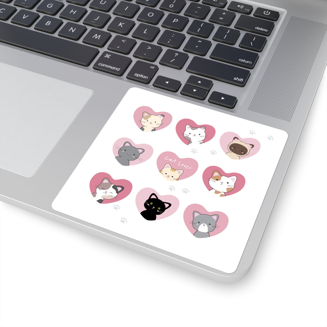Cat Heart Square Sticker