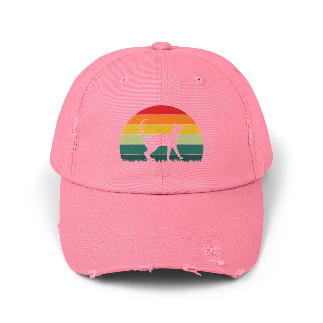 Sunset Cat Unisex Distressed Hat