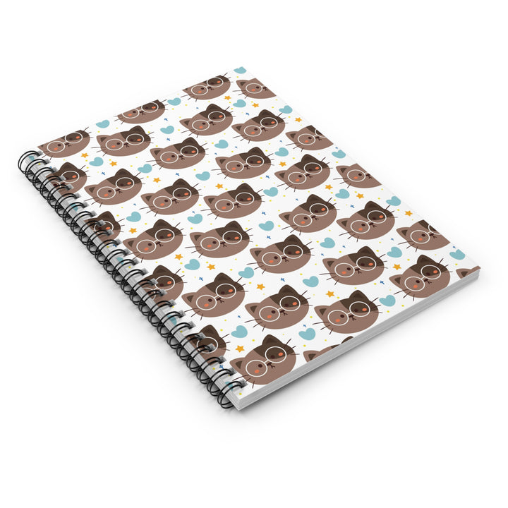 Brown Cat with Glasses Spiral Notebook