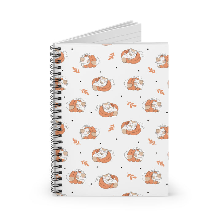 Sleepy Pumpkin Cat Spiral Notebook