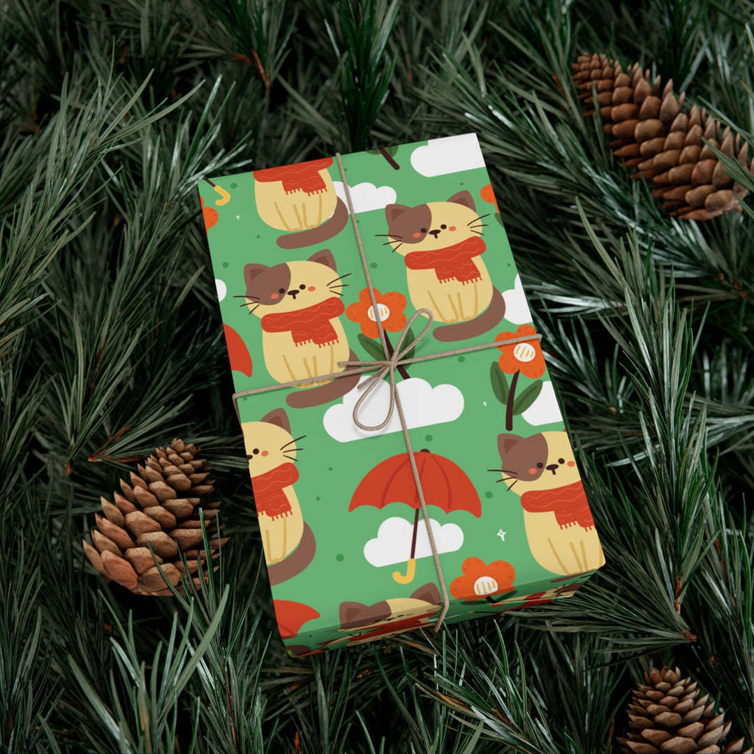 Spring Showers Cat Gift Wrap