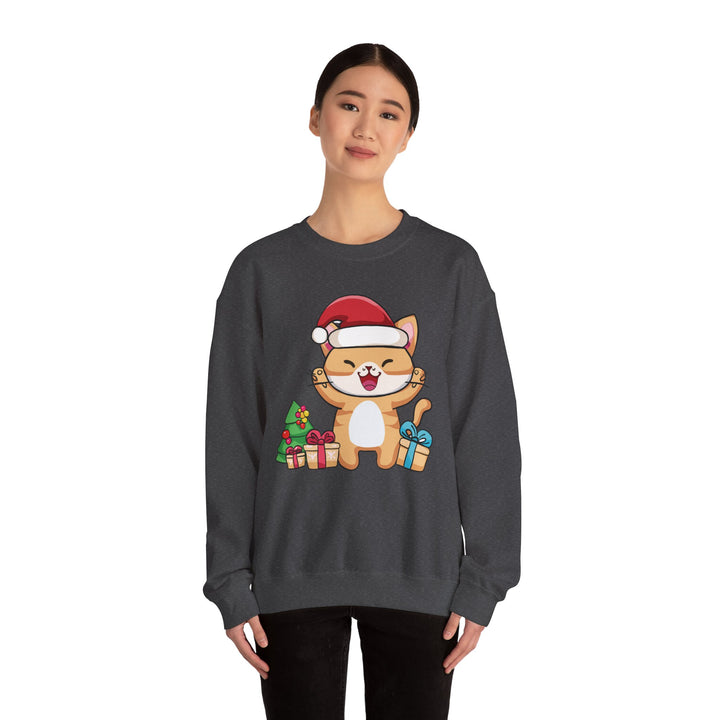 Happy Santa Cat Crewneck Sweatshirt