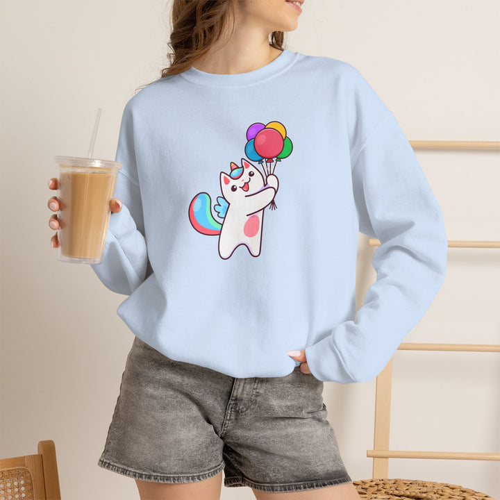 Caticorn and Balloons Unisex Crewneck Sweatshirt