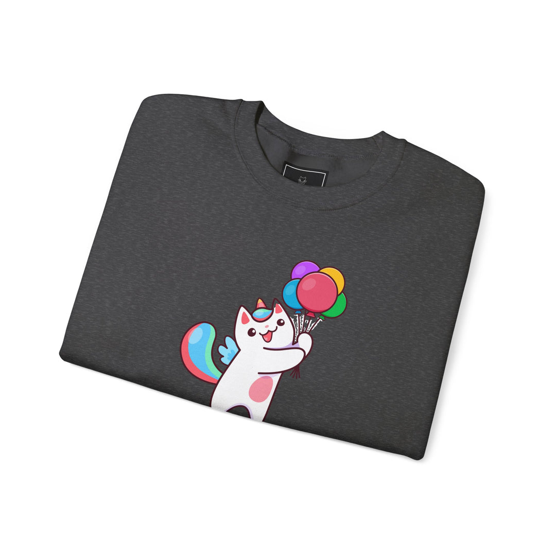 Caticorn and Balloons Unisex Crewneck Sweatshirt