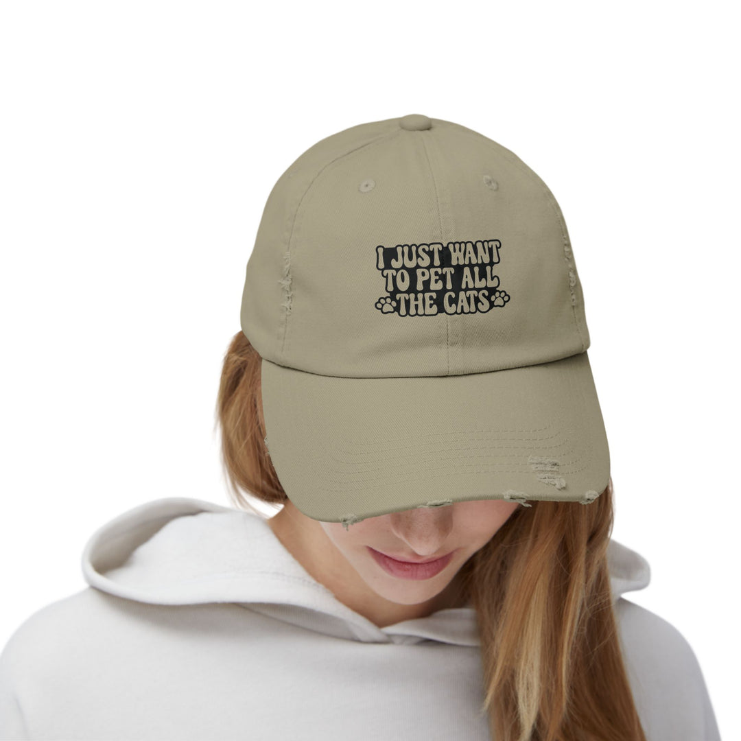 Pet All The Cats Unisex Distressed Hat