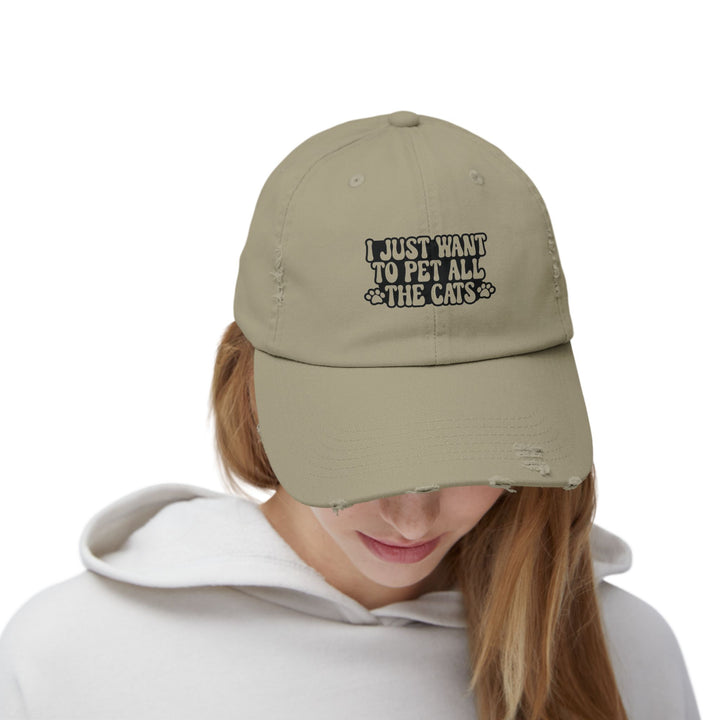 Pet All The Cats Unisex Distressed Hat