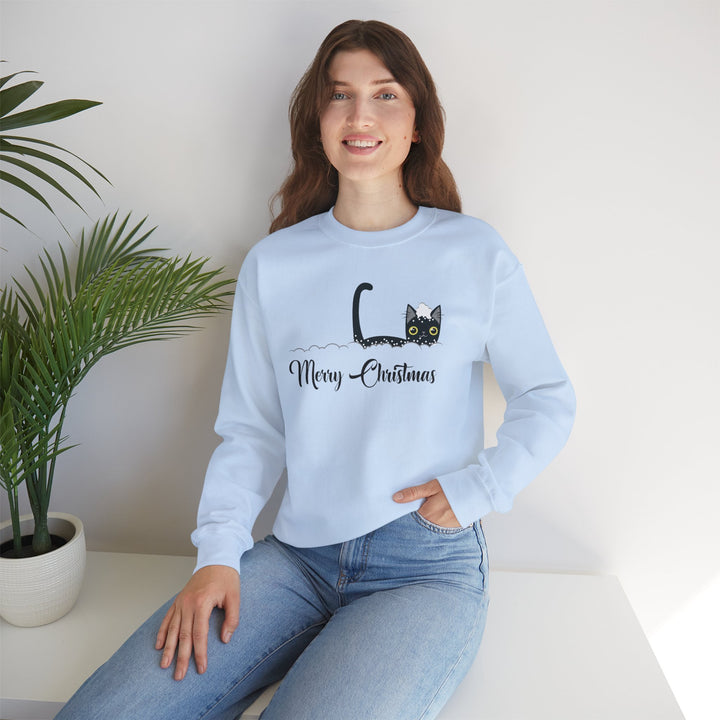 Snowy Christmas Cat Unisex Crewneck Sweatshirt