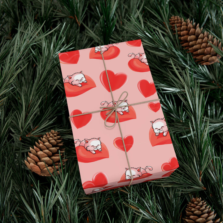 Cats on a Heart Cushion Gift Wrap