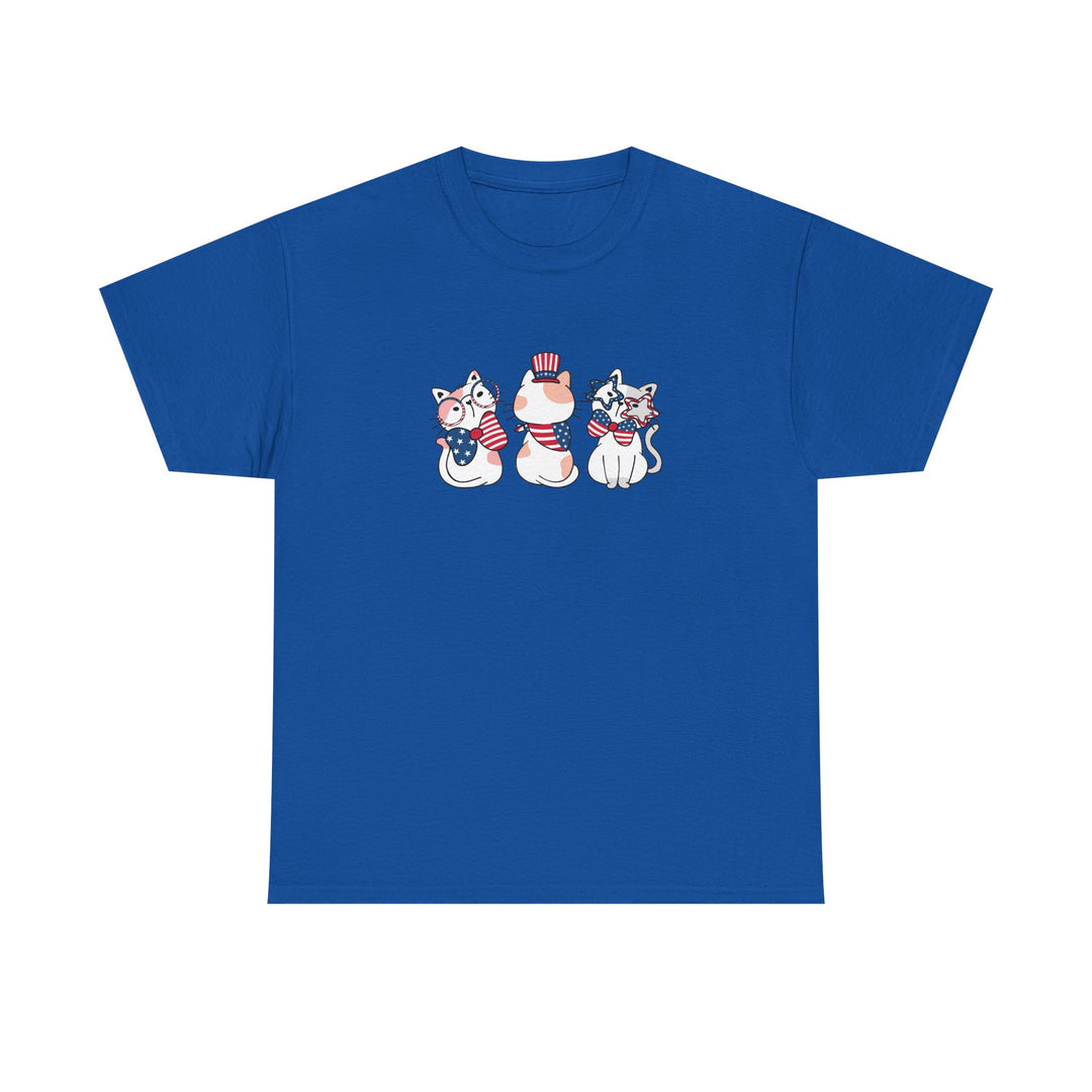 Flag Waving Cats Cotton Tee
