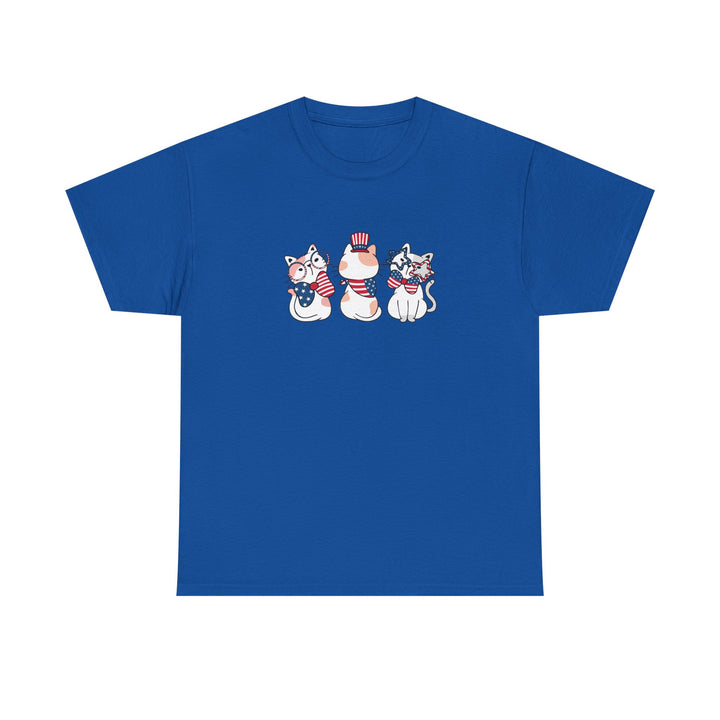 Flag Waving Cats Cotton Tee