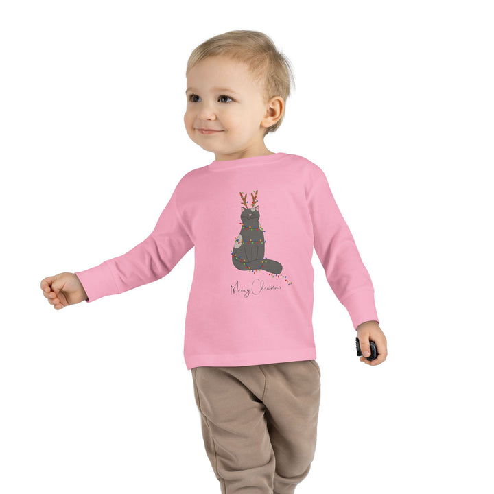 Bright Christmas Cat Toddler Long Sleeve Tee
