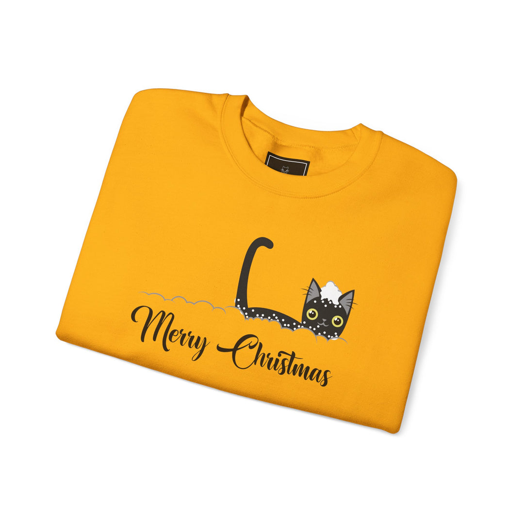Snowy Christmas Cat Unisex Crewneck Sweatshirt