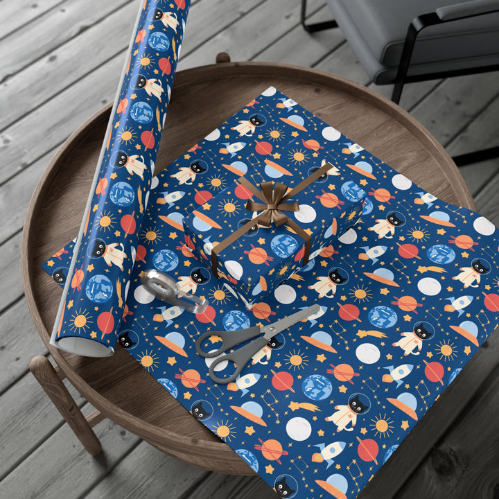 Cats and Planets Gift Wrap