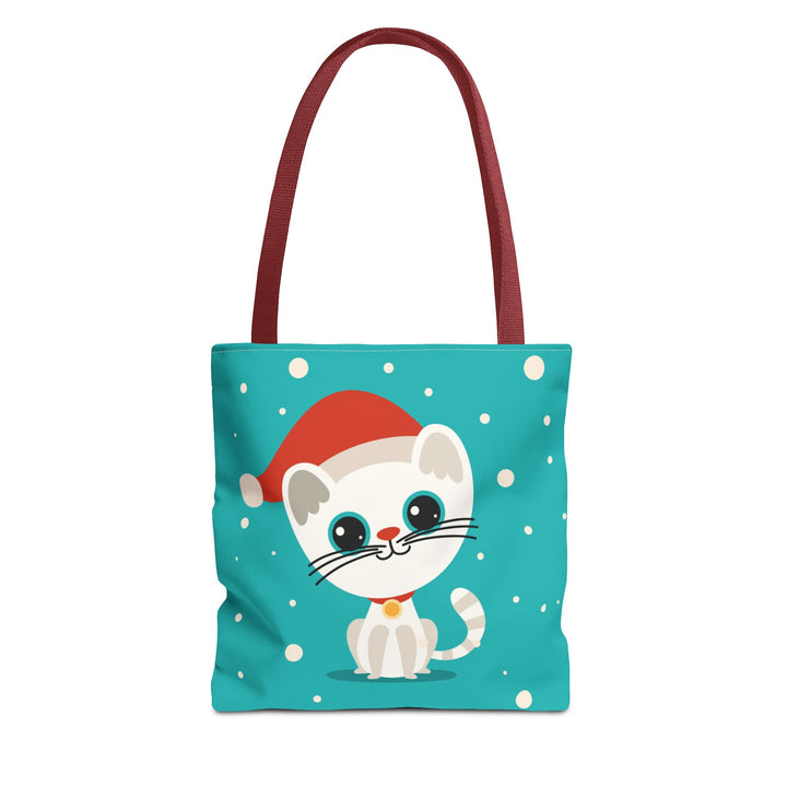 Teal Santa Cat Tote Bag