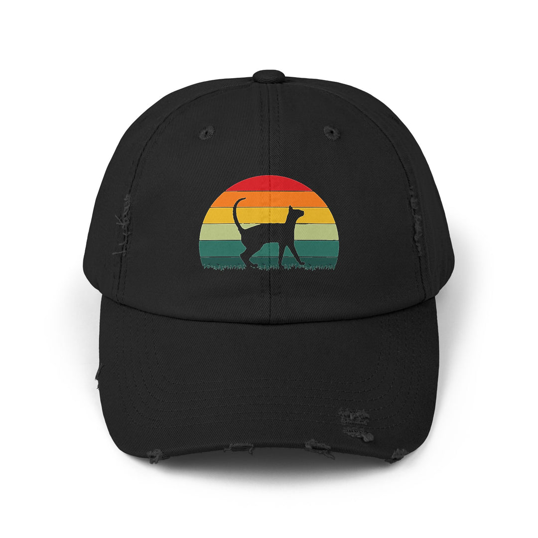 Sunset Cat Unisex Distressed Hat