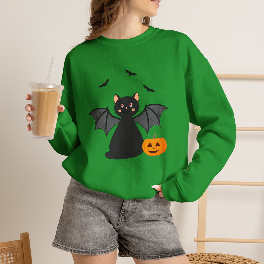 Bat Cat Halloween Crewneck Sweatshirt