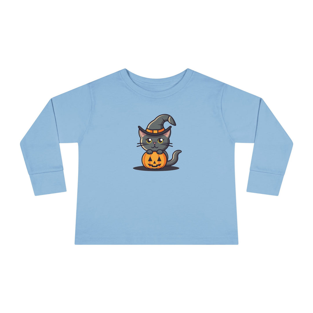 Black Halloween Cat Toddler Long Sleeve Tee