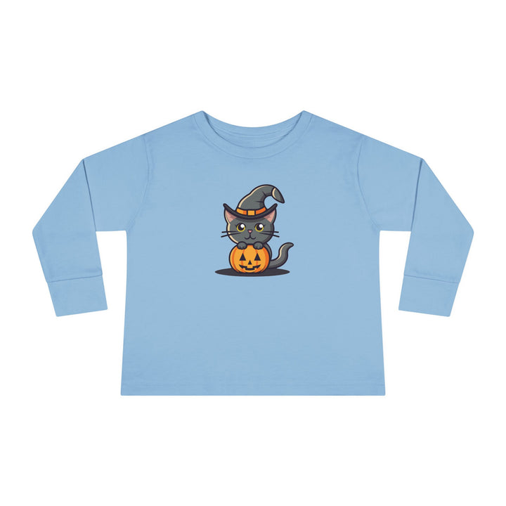 Black Halloween Cat Toddler Long Sleeve Tee