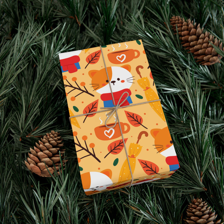 Cozy Fall Cat Gift Wrap