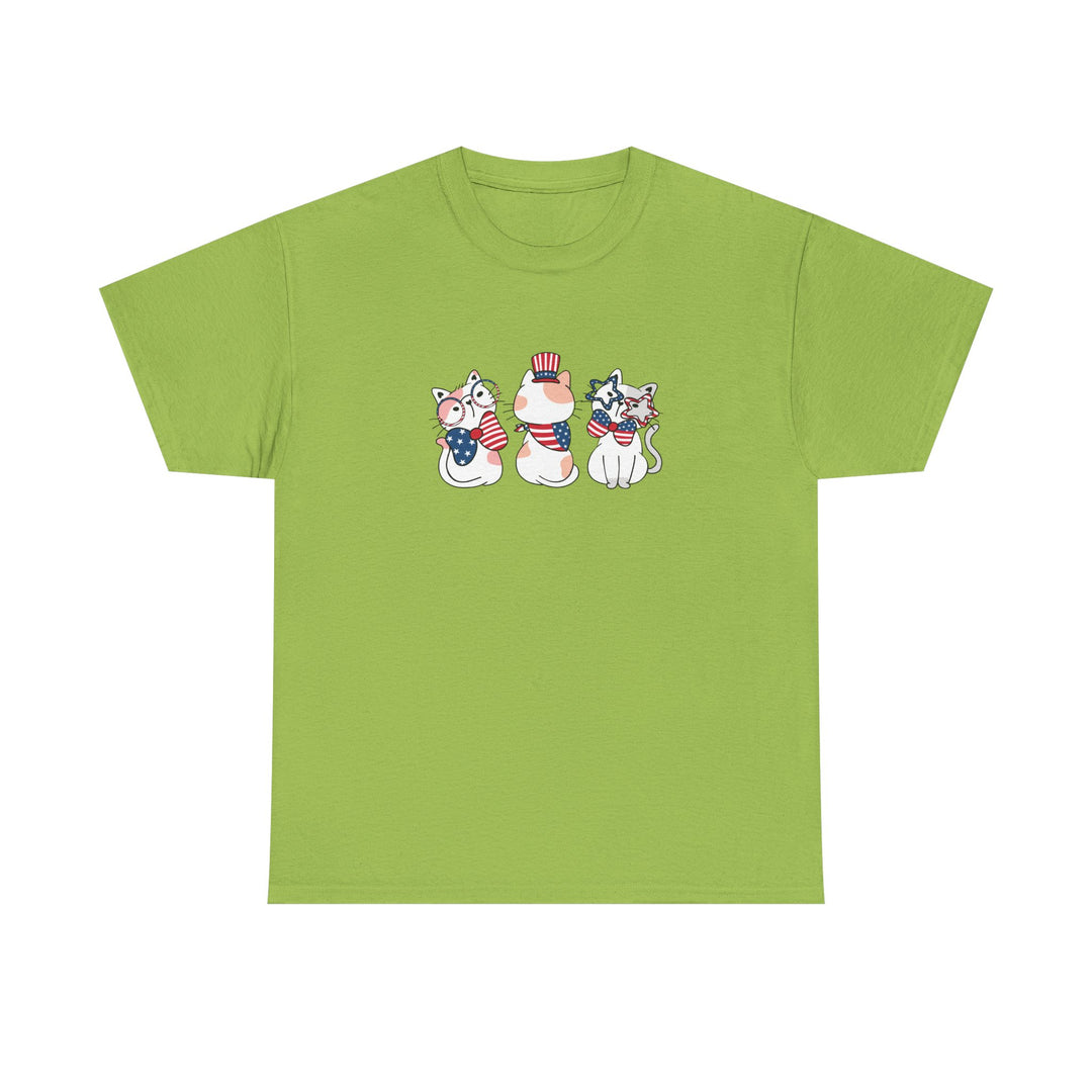 Flag Waving Cats Cotton Tee