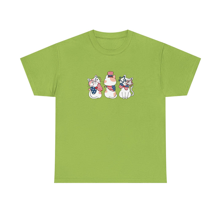 Flag Waving Cats Cotton Tee