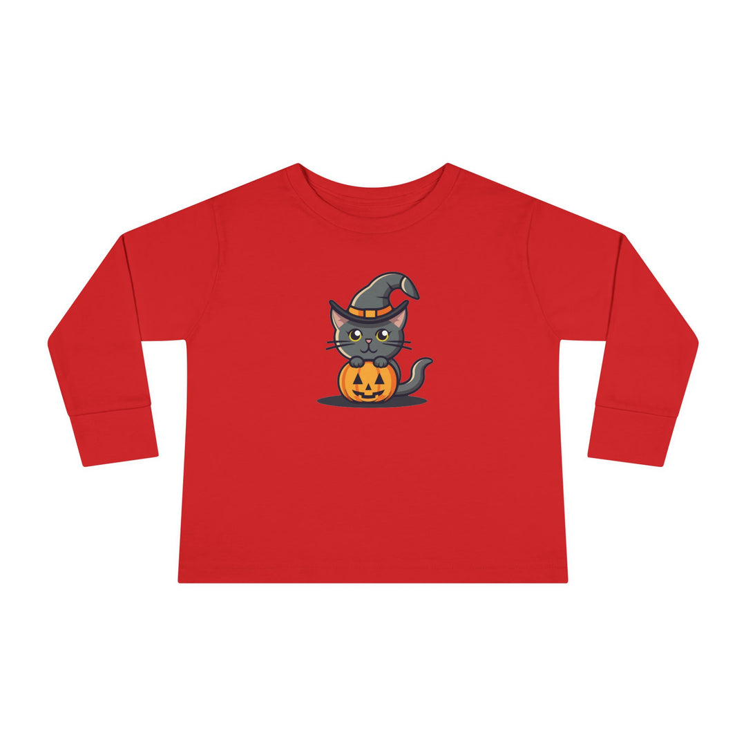 Black Halloween Cat Toddler Long Sleeve Tee