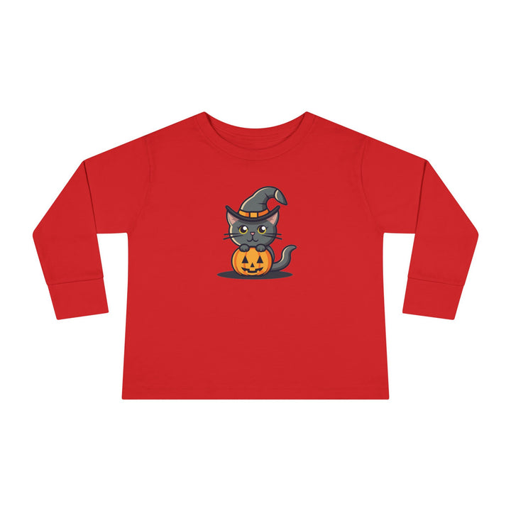 Black Halloween Cat Toddler Long Sleeve Tee