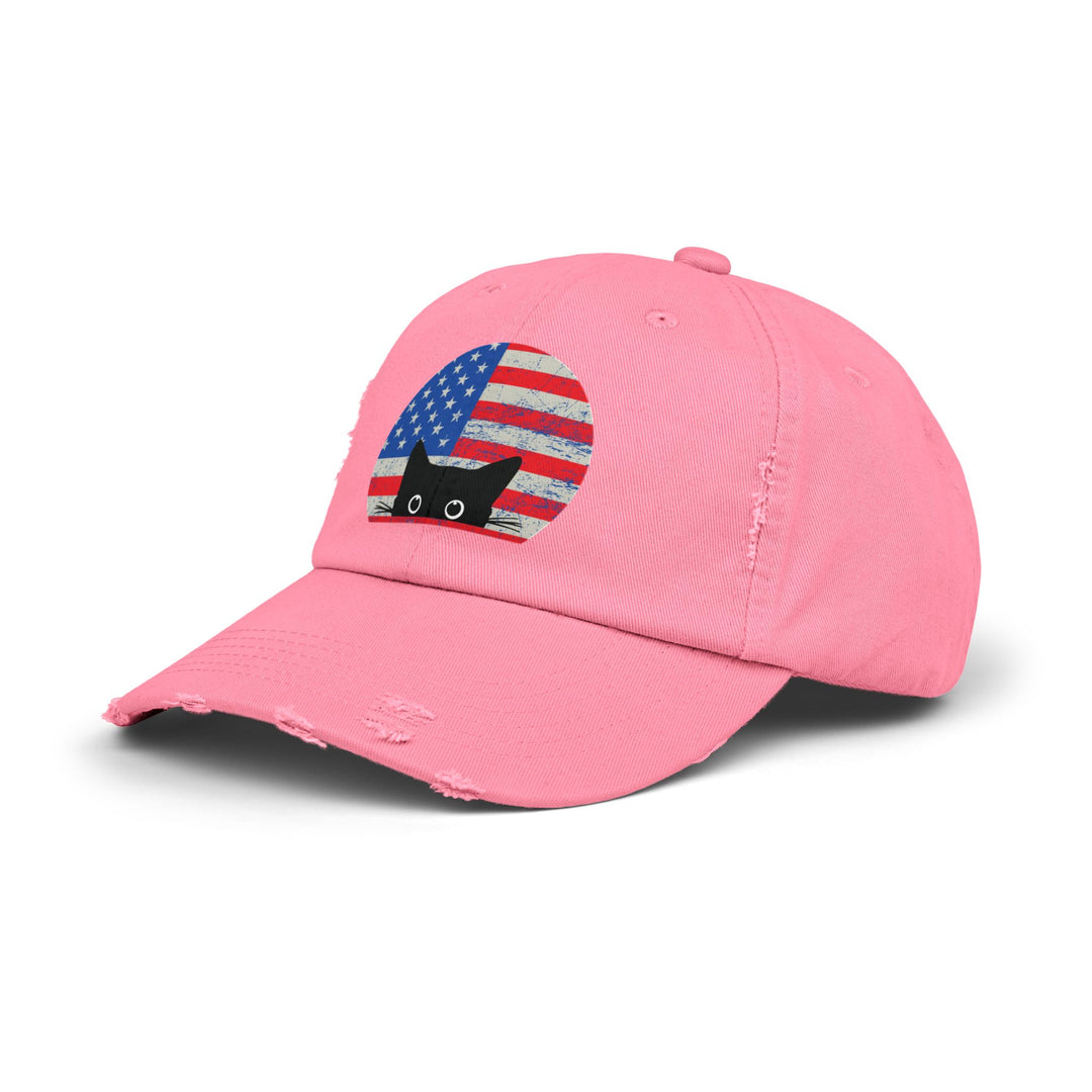 Star Spangled Kitty Unisex Distressed Hat