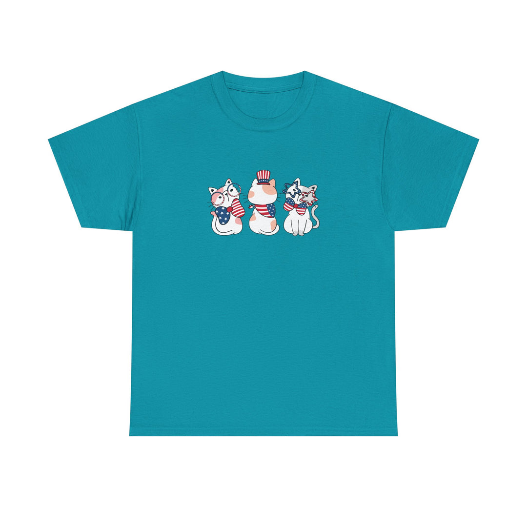 Flag Waving Cats Cotton Tee