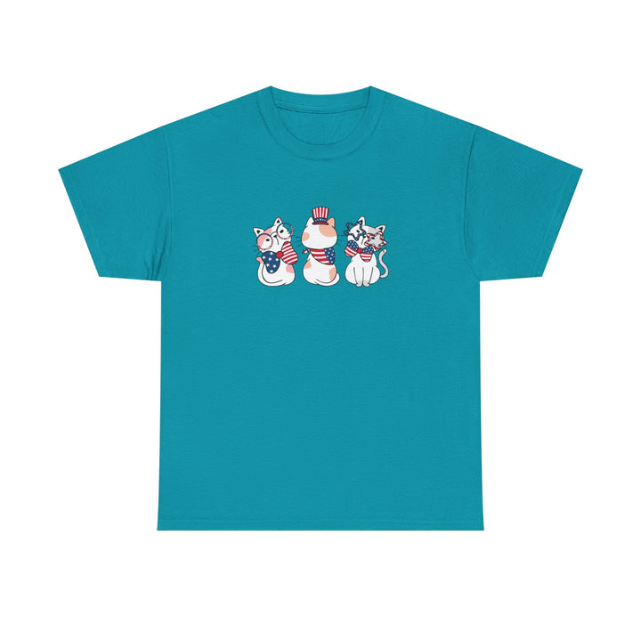 Flag Waving Cats Cotton Tee