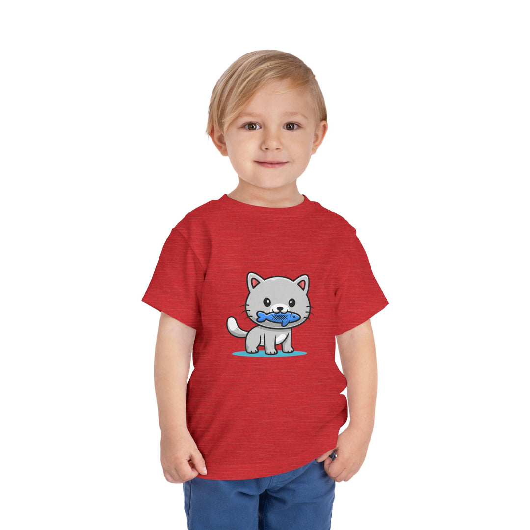 Cat Eating A Fish Toddler Tee