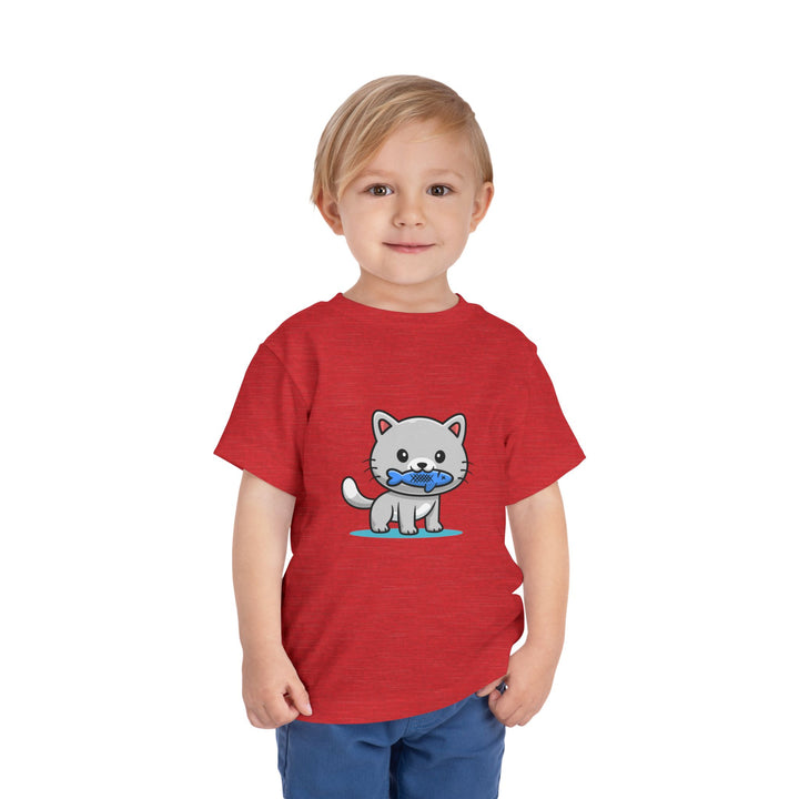 Cat Eating A Fish Toddler Tee