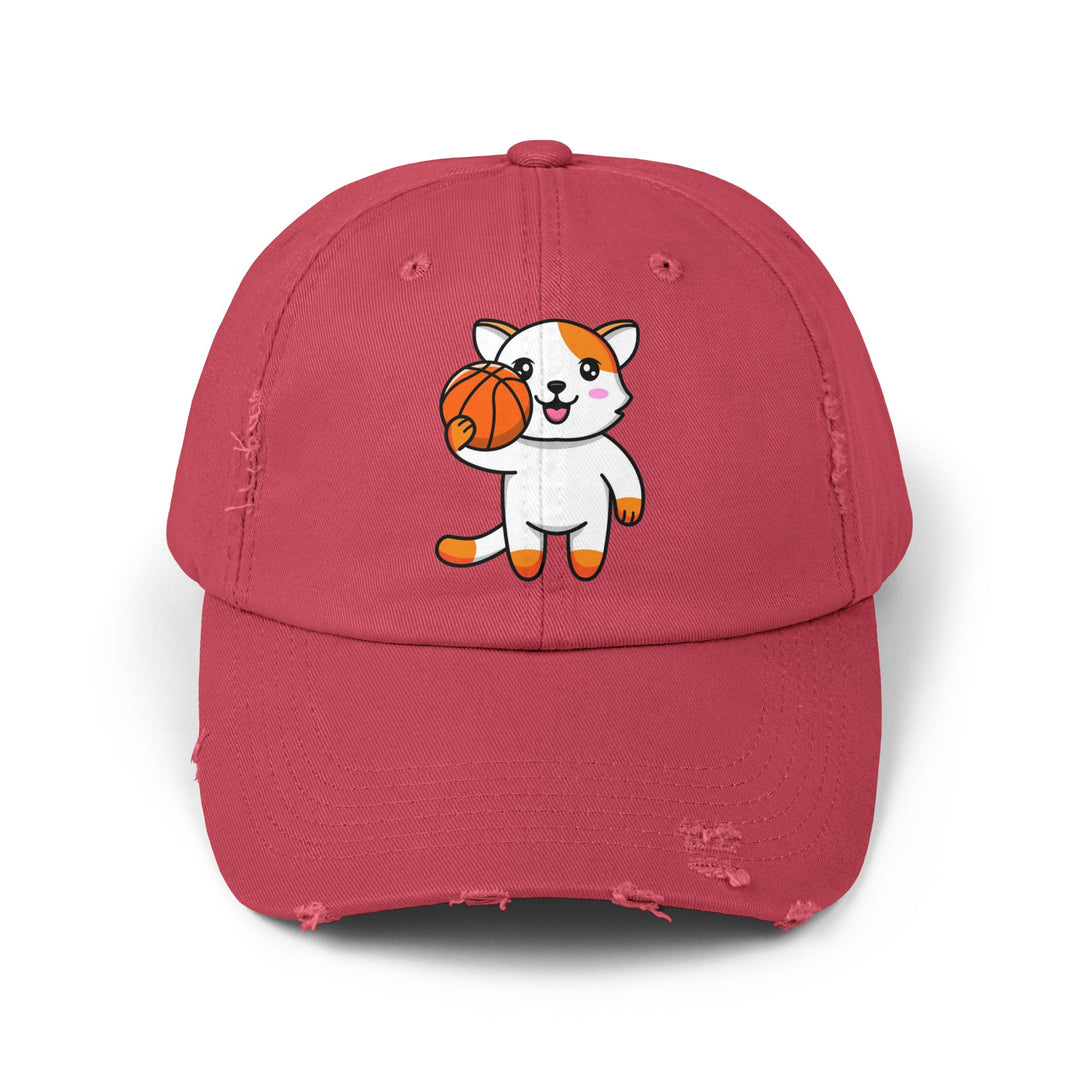 Basketball Cat Unisex Distressed Hat