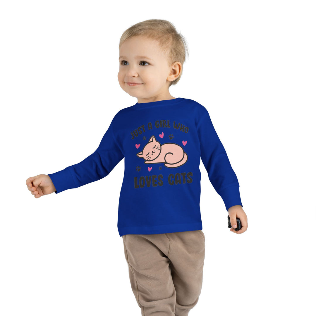 Girl Who Loves Cats Toddler Long Sleeve Tee