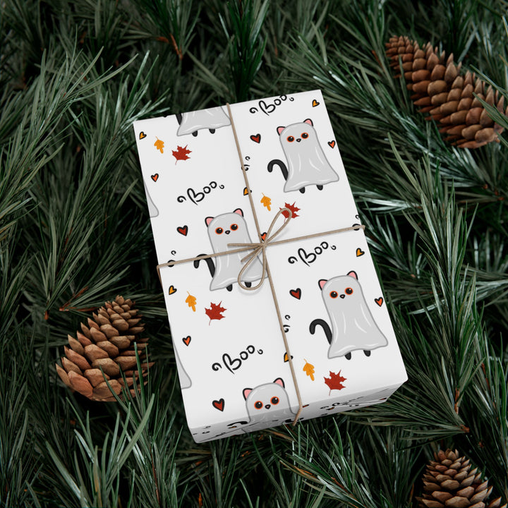 Ghost Cat Halloween Gift Wrap