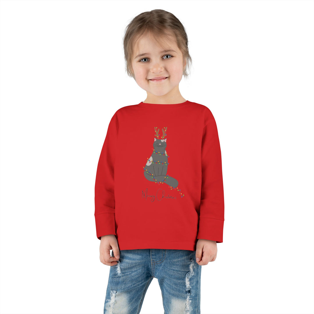 Bright Christmas Cat Toddler Long Sleeve Tee