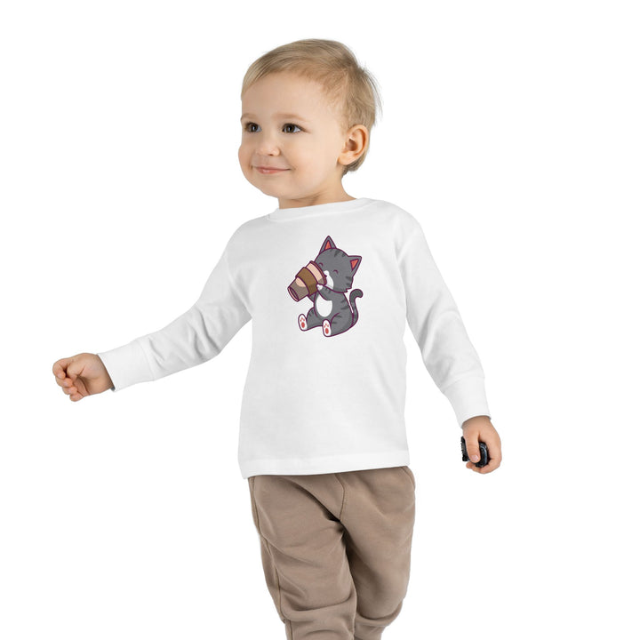 Coffee Kitty Toddler Long Sleeve Tee