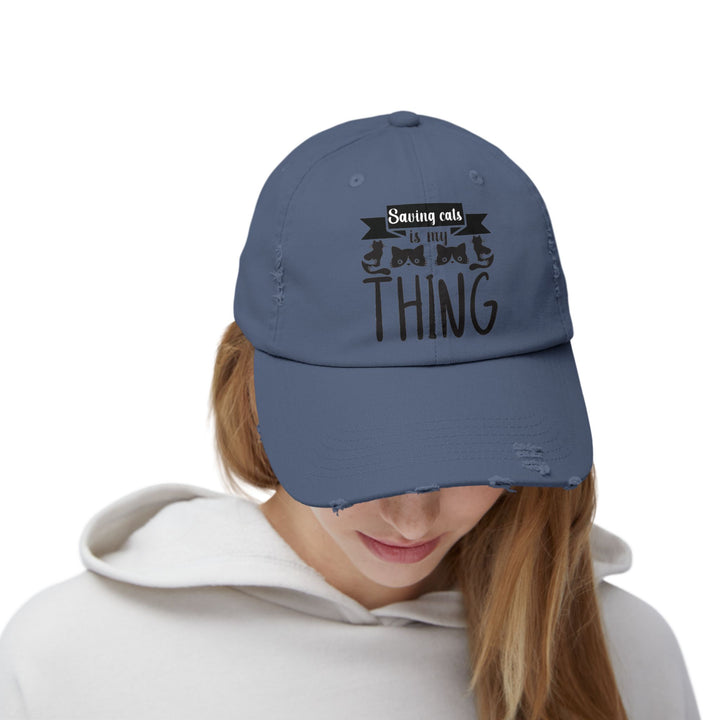 Saving Cats Unisex Distressed Hat