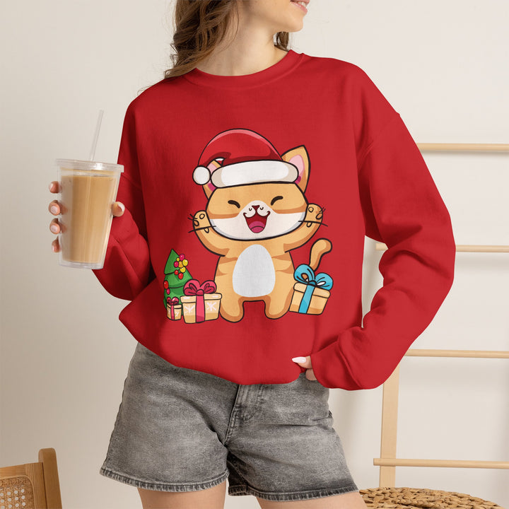 Happy Santa Cat Crewneck Sweatshirt