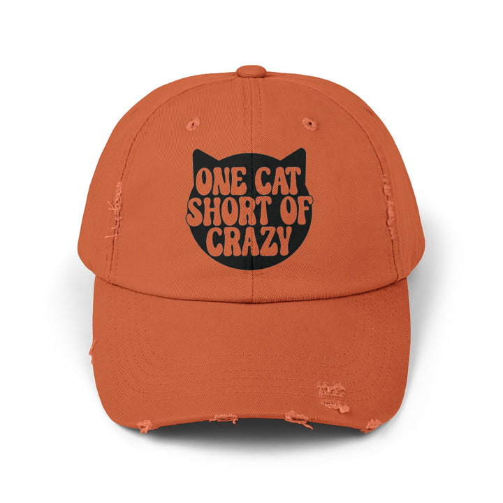 One Cat Short of Crazy Unisex Distressed Hat