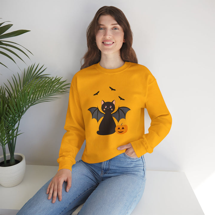 Bat Cat Halloween Crewneck Sweatshirt