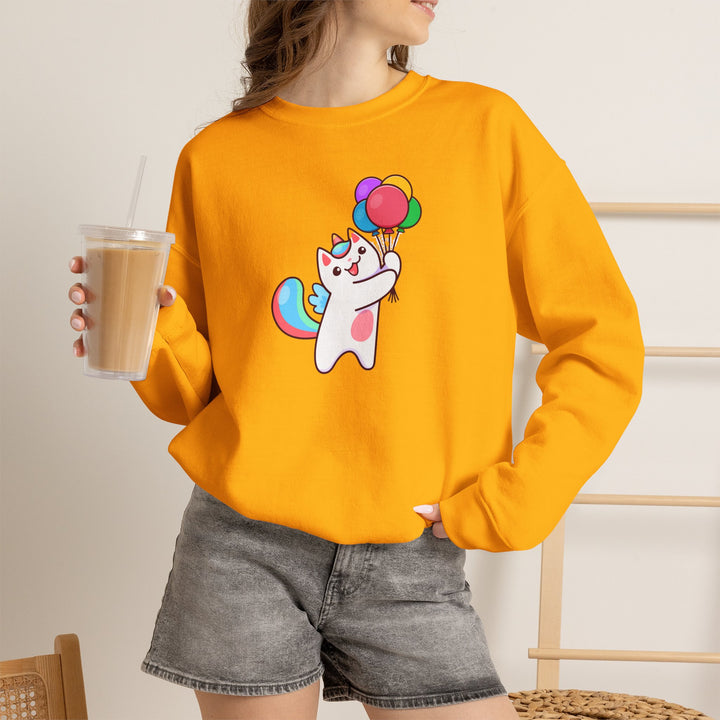 Caticorn and Balloons Unisex Crewneck Sweatshirt