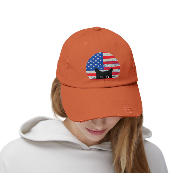 Star Spangled Kitty Unisex Distressed Hat