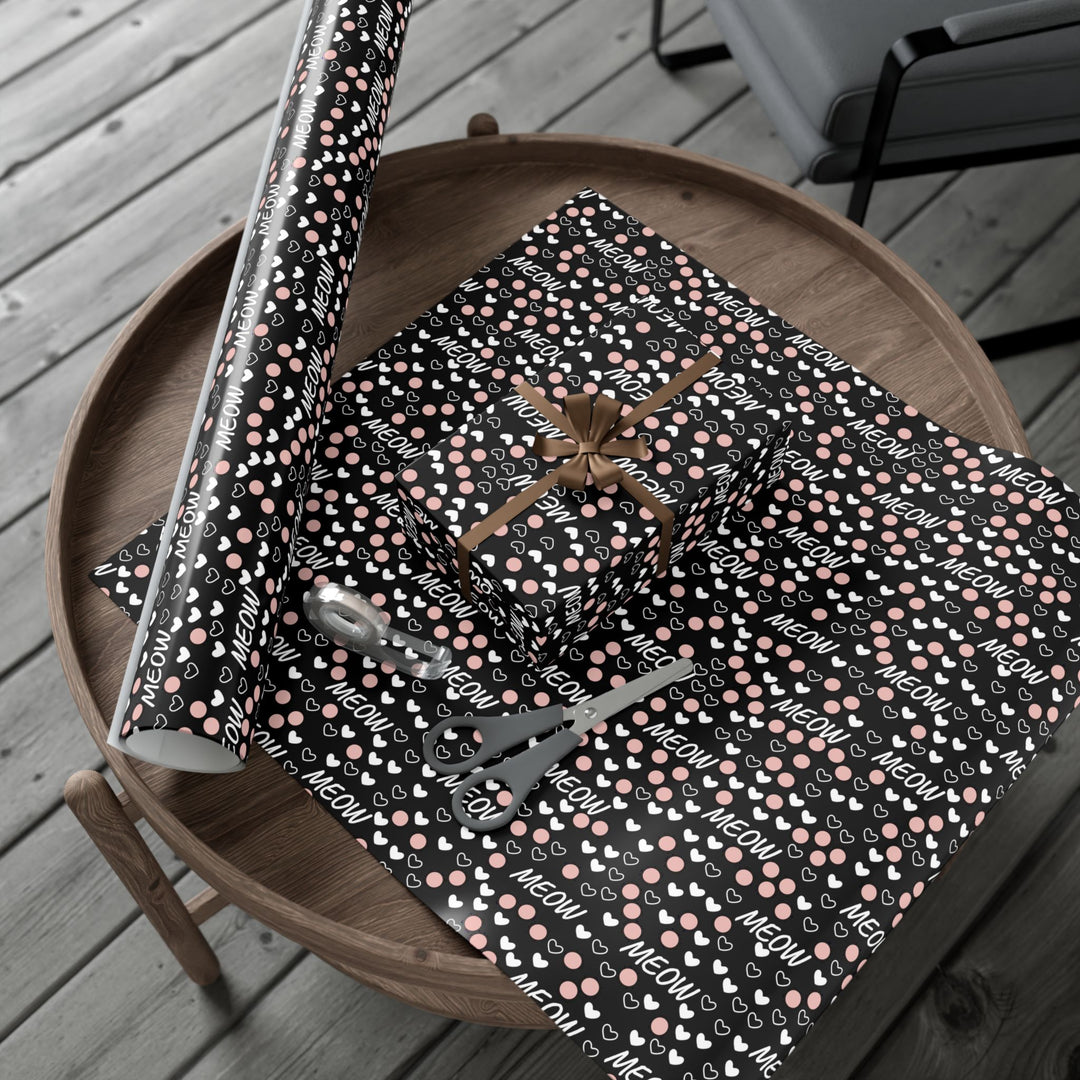 Meow and Hearts Gift Wrap