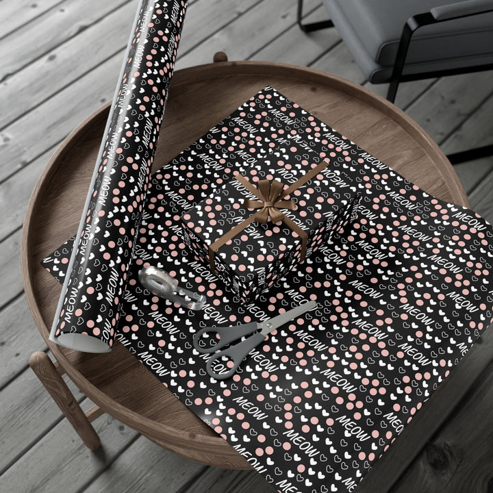 Meow and Hearts Gift Wrap