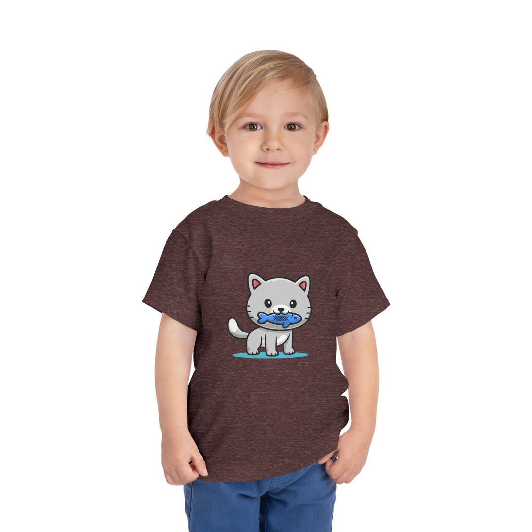 Cat Eating A Fish Toddler Tee
