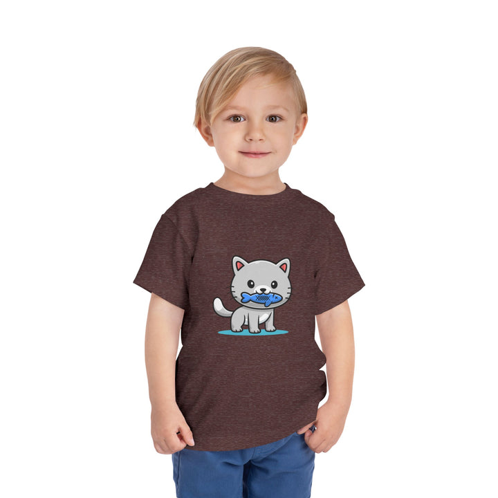 Cat Eating A Fish Toddler Tee