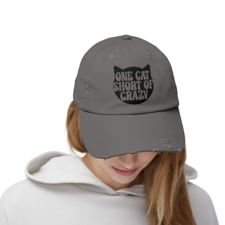 One Cat Short of Crazy Unisex Distressed Hat